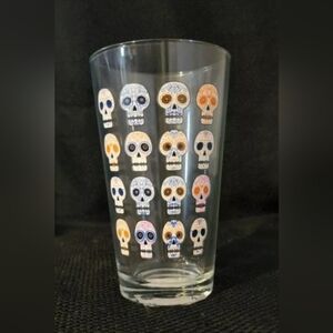 Dia de Los Muertos Sugar Skull 16oz Glass Drinking Day of the Dead cup Pint